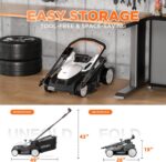 Litheli 16 Inch Lawn Mower 2 x 20V Brushless Electric Mowers for Garden Yards, Lightweight Cordless Lawnmower with 6-Position Height Adjustment, 2 x 4.0Ah Battery Include - Image 5