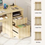 Bestier Computer Desk with Drawer, 55 inch Office Desk with Power Outlet, Modern Home Office Desk with Keyboard Tray (Natual Oak, 55" W with Single-Sided Drawers) - Image 6