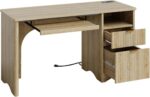 Bestier Computer Desk with Drawer, 55 inch Office Desk with Power Outlet, Modern Home Office Desk with Keyboard Tray (Natual Oak, 55" W with Single-Sided Drawers) - Image 10