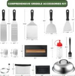 18PCS Griddle Accessories Kit, Flat Top Grill Accessories Set for Blackstone and Camp Chef, Grill Spatula Set with Enlarged Spatulas, Basting Cover, Scraper for Outdoor BBQ - Image 3