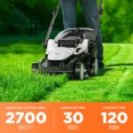 Litheli 16.5" Electric Lawn Mower Cordless, Brushless Lawnmower with 6-Height Adjust and 2 x 4.0Ah Batteries, for Garden and Yards - Image 8