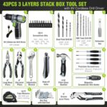 WORKPRO Power Drill Set & Tool Kit set, 8V Cordless Drill Driver & ToolBox | 43PCS, 3/8" Keyless Chuck, 2.0Ah Battery, Portable for Home Repair & DIY - Image 3