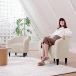 Yaheetech Compact Sherpa Accent Chairs Set of 2 for Small Spaces, Ivory | Compact Cozy Barrel Chairs with a Curved Silhouette, Upholstered Furry Armchair for Small Spaces, Living Room Bedroom Corner - Image 3