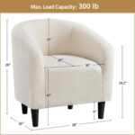 Yaheetech Compact Sherpa Accent Chairs Set of 2 for Small Spaces, Ivory | Compact Cozy Barrel Chairs with a Curved Silhouette, Upholstered Furry Armchair for Small Spaces, Living Room Bedroom Corner - Image 4