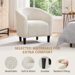 Yaheetech Compact Sherpa Accent Chairs Set of 2 for Small Spaces, Ivory | Compact Cozy Barrel Chairs with a Curved Silhouette, Upholstered Furry Armchair for Small Spaces, Living Room Bedroom Corner - Image 6