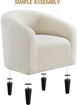 Yaheetech Compact Sherpa Accent Chairs Set of 2 for Small Spaces, Ivory | Compact Cozy Barrel Chairs with a Curved Silhouette, Upholstered Furry Armchair for Small Spaces, Living Room Bedroom Corner - Image 7