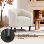 Yaheetech Compact Sherpa Accent Chairs Set of 2 for Small Spaces, Ivory | Compact Cozy Barrel Chairs with a Curved Silhouette, Upholstered Furry Armchair for Small Spaces, Living Room Bedroom Corner - Image 10