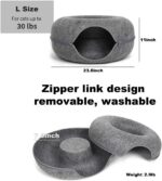 Large Cat Tunnel Bed for Indoor Cats with 3 Toys, Scratch Resistant Donut Cat Bed, Up to 30 Lbs (L 24x24x11, Dark Grey) - Image 3