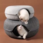 Large Cat Tunnel Bed for Indoor Cats with 3 Toys, Scratch Resistant Donut Cat Bed, Up to 30 Lbs (L 24x24x11, Dark Grey) - Image 7