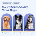 FDW | 48" Foldable Metal Dog Crate | Dark Black | Cage for XL Dogs | Heavy Duty, Portable Wire Kennel with Double Door, Divider & Leak-Proof Tray | For Training, Home, Travel Indoor/Outdoor Use - Image 3