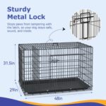 FDW | 48" Foldable Metal Dog Crate | Dark Black | Cage for XL Dogs | Heavy Duty, Portable Wire Kennel with Double Door, Divider & Leak-Proof Tray | For Training, Home, Travel Indoor/Outdoor Use - Image 6