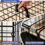 FDW | 48" Foldable Metal Dog Crate | Dark Black | Cage for XL Dogs | Heavy Duty, Portable Wire Kennel with Double Door, Divider & Leak-Proof Tray | For Training, Home, Travel Indoor/Outdoor Use - Image 7