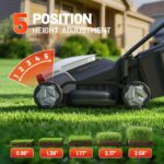 Litheli Cordless Lawn Mower 14 Inch, Brushless Motor Push Mower with Zero Maintenance, 5.0Ah Battery & Charger, Cuts up to 3000 Sq. Ft, 5-Position Height Adjustment (1-2.5 in), Lightweight Design - Image 5