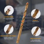 Cobalt Drill Bit Set - 29Pcs M35 High Speed Steel Twist Drill Bits for Hardened Metals, Stainless Steel, Cast Iron and Wooden Plastics with Metal Index Storage Box, 1/16"-1/2" - Image 4