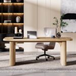 Tribesigns 62-Inch Modern Executive Desk, Wood Office Desk, Large Aesthetic Computer Desk with Double Pedestal, Workstation for Home Office (Natural Oak) - Image 6
