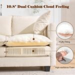 50'' Loveseat Sofa Cloud Sofa Couch, Modern Loveseats 2 Seat Couch 27" Deep Seat with 2 Pillows for Small Spaces Apartment Studio Office Bedroom Living Room, Beige - Image 5
