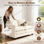50'' Loveseat Sofa Cloud Sofa Couch, Modern Loveseats 2 Seat Couch 27" Deep Seat with 2 Pillows for Small Spaces Apartment Studio Office Bedroom Living Room, Beige - Image 7