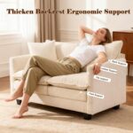 50'' Loveseat Sofa Cloud Sofa Couch, Modern Loveseats 2 Seat Couch 27" Deep Seat with 2 Pillows for Small Spaces Apartment Studio Office Bedroom Living Room, Beige - Image 8