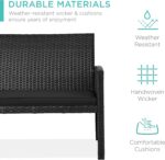 Best Choice Products 4-Piece Outdoor Wicker Patio Conversation Furniture Set for Backyard w/Coffee Table, Seat Cushions - Black/Black - Image 4