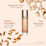 Clarins Skin Illusion Longwear Full Coverage Foundation|Luminous Matte Finish|24H Hold and 24H Hydration|Natural Looking|Transfer, Sweat and Smudge Proof| Contains Hyaluronic Acid|1 Fl Oz - Image 6