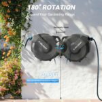 Retractable Garden Hose Reel, 1/2 in x 120 ft Wall Mount Heavy Duty Hose Reel with Any-Length Lock, Auto Rewind System, 180° Swivel Bracket, and 10-Pattern Nozzle for Garden, Dark Grey - Image 4