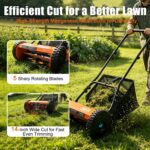 Zoryx 14-Inch 5-Blade Push Reel Lawn Mower, Manual Reel Walk Behind Mower with 5-Position Height Adjustment, Alloy Steel Blades, Quiet, Lightweight, Motorless for Small Yard - Image 3