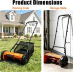 Zoryx 14-Inch 5-Blade Push Reel Lawn Mower, Manual Reel Walk Behind Mower with 5-Position Height Adjustment, Alloy Steel Blades, Quiet, Lightweight, Motorless for Small Yard - Image 5