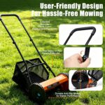 Zoryx 14-Inch 5-Blade Push Reel Lawn Mower, Manual Reel Walk Behind Mower with 5-Position Height Adjustment, Alloy Steel Blades, Quiet, Lightweight, Motorless for Small Yard - Image 7