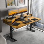 63 x 30 Inch Electric Standing Desk with 2 Drawers, Adjustable Height Widened Stand Up Desk with Storage, Sit to Stand Ergonomic Workstation for Home Office, Rustic Brown - Image 3