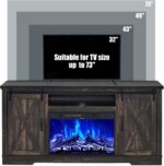 AMERLIFE Farmhouse 5 Piece Living Room Table Set, 63" TV Stand, Daark Oak | TV Console for Living Room with 23" Electric Fireplace, 40" Coffee Table and 2 End Tables with Charging Station and USB Ports - Image 5