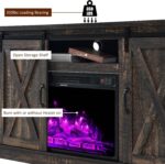 AMERLIFE Farmhouse 5 Piece Living Room Table Set, 63" TV Stand, Daark Oak | TV Console for Living Room with 23" Electric Fireplace, 40" Coffee Table and 2 End Tables with Charging Station and USB Ports - Image 6
