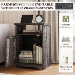 AMERLIFE Farmhouse 5 Piece Living Room Table Set, 63" TV Stand, Daark Oak | TV Console for Living Room with 23" Electric Fireplace, 40" Coffee Table and 2 End Tables with Charging Station and USB Ports - Image 7