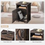 AMERLIFE Farmhouse 5 Piece Living Room Table Set, 63" TV Stand, Daark Oak | TV Console for Living Room with 23" Electric Fireplace, 40" Coffee Table and 2 End Tables with Charging Station and USB Ports - Image 8