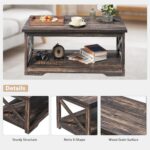 AMERLIFE Farmhouse 5 Piece Living Room Table Set, 63" TV Stand, Daark Oak | TV Console for Living Room with 23" Electric Fireplace, 40" Coffee Table and 2 End Tables with Charging Station and USB Ports - Image 10