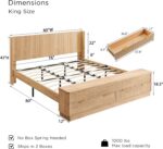 T4TREAM Fluted King Size Bed Frame with Headboard and Storage Bench | Wingback Design, Footboard Drawers and Compartments, Wood & Steel Platform Bed, Noise-free, No Box Spring Needed - Image 3