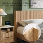 T4TREAM Fluted King Size Bed Frame with Headboard and Storage Bench | Wingback Design, Footboard Drawers and Compartments, Wood & Steel Platform Bed, Noise-free, No Box Spring Needed - Image 6