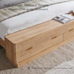 T4TREAM Fluted King Size Bed Frame with Headboard and Storage Bench | Wingback Design, Footboard Drawers and Compartments, Wood & Steel Platform Bed, Noise-free, No Box Spring Needed - Image 7