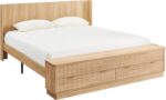 T4TREAM Fluted King Size Bed Frame with Headboard and Storage Bench | Wingback Design, Footboard Drawers and Compartments, Wood & Steel Platform Bed, Noise-free, No Box Spring Needed - Image 8
