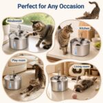 Cat Water Fountain, 118oz/3.5L Stainless Steel Cat Fountain with Ultra-Quiet Pump, LED Water Level Window, Automatic Cat Water Dispenser, 6-Layer Filtration Includes 2 Replacement Filters - Image 8