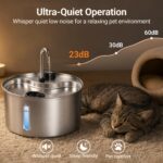 Cat Water Fountain, 118oz/3.5L Stainless Steel Cat Fountain with Ultra-Quiet Pump, LED Water Level Window, Automatic Cat Water Dispenser, 6-Layer Filtration Includes 2 Replacement Filters - Image 9