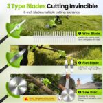 4000mAh Electric Weed Eater Battery Powered with Wheel, 4-in-1 Cordless Weed Wacker, Lightweight Grass Trimmer for Women Senior Lawn Trimmer, Brush Cutter Mower, Weed Cutter, Yard Garden Tool - Image 5