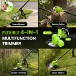 4000mAh Electric Weed Eater Battery Powered with Wheel, 4-in-1 Cordless Weed Wacker, Lightweight Grass Trimmer for Women Senior Lawn Trimmer, Brush Cutter Mower, Weed Cutter, Yard Garden Tool - Image 6
