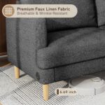 70" Modern Loveseat Sofa 2-Seater Deep Seat Couch, Cozy Small Couch Sofa | Love Seat Couches, USB Type-C Ports, Linen Fabric, Living Room Bedroom Office Apartment, Dark Grey - Image 4