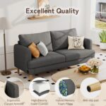70" Modern Loveseat Sofa 2-Seater Deep Seat Couch, Cozy Small Couch Sofa | Love Seat Couches, USB Type-C Ports, Linen Fabric, Living Room Bedroom Office Apartment, Dark Grey - Image 6
