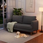 70" Modern Loveseat Sofa 2-Seater Deep Seat Couch, Cozy Small Couch Sofa | Love Seat Couches, USB Type-C Ports, Linen Fabric, Living Room Bedroom Office Apartment, Dark Grey - Image 7
