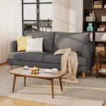 70" Modern Loveseat Sofa 2-Seater Deep Seat Couch, Cozy Small Couch Sofa | Love Seat Couches, USB Type-C Ports, Linen Fabric, Living Room Bedroom Office Apartment, Dark Grey - Image 8
