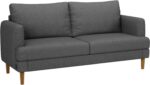70" Modern Loveseat Sofa 2-Seater Deep Seat Couch, Cozy Small Couch Sofa | Love Seat Couches, USB Type-C Ports, Linen Fabric, Living Room Bedroom Office Apartment, Dark Grey - Image 9