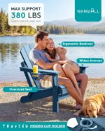 SERWALL Folding Adirondack Chair Set of 2 with Cup Holder for Fire Pit-Blue | Adirondack Chairs Set for Patio Garden Outdoors, All Weather Plastic Fire Pit Chair, Wood Texture, SGS Tested, Lawn Chairs - Image 8
