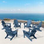 SERWALL Folding Adirondack Chair Set of 2 with Cup Holder for Fire Pit-Blue | Adirondack Chairs Set for Patio Garden Outdoors, All Weather Plastic Fire Pit Chair, Wood Texture, SGS Tested, Lawn Chairs - Image 11