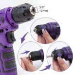 CARTMAN 150PCS 8V Cordless Drill Hand Tool Set, Purple Household Repair Kit | All-Inclusive Tool Assortment With 8V Drill, Great For Home Upkeep, DIY Crafting And Daily Household Fixes - Image 5